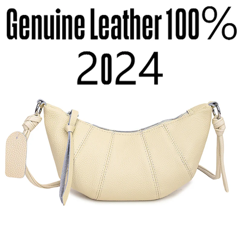 2024 New Authentic Cowhide Women's Dumpling Bag Fashion Trend Designer Women Shoulder Bags Luxury Retro Female Crossbody Bolsas