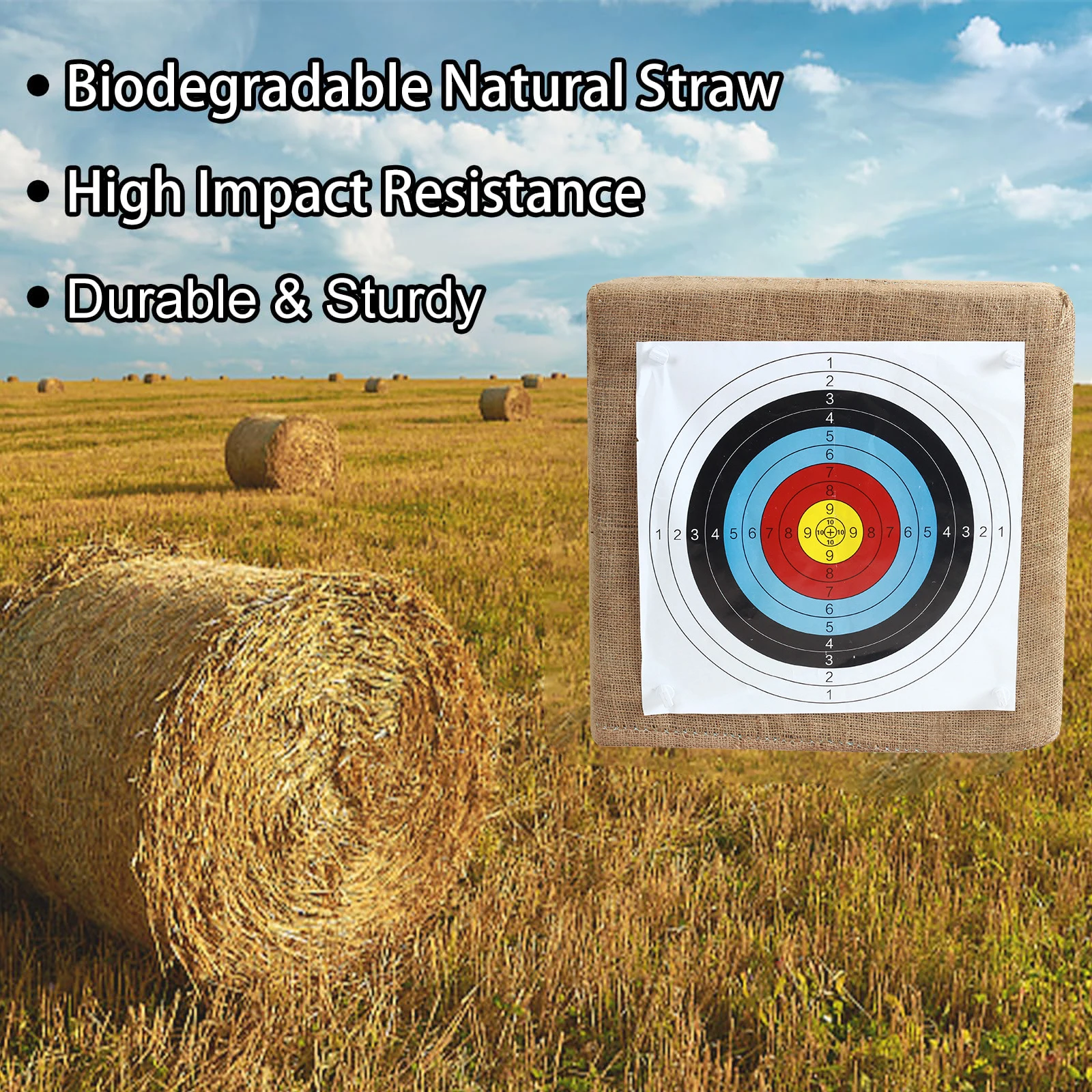 Archery Target Grass Square Target For Backyard - 20inch Bow Archery and Arrows Block Straw Target For Compound Recurve Bow Shoo