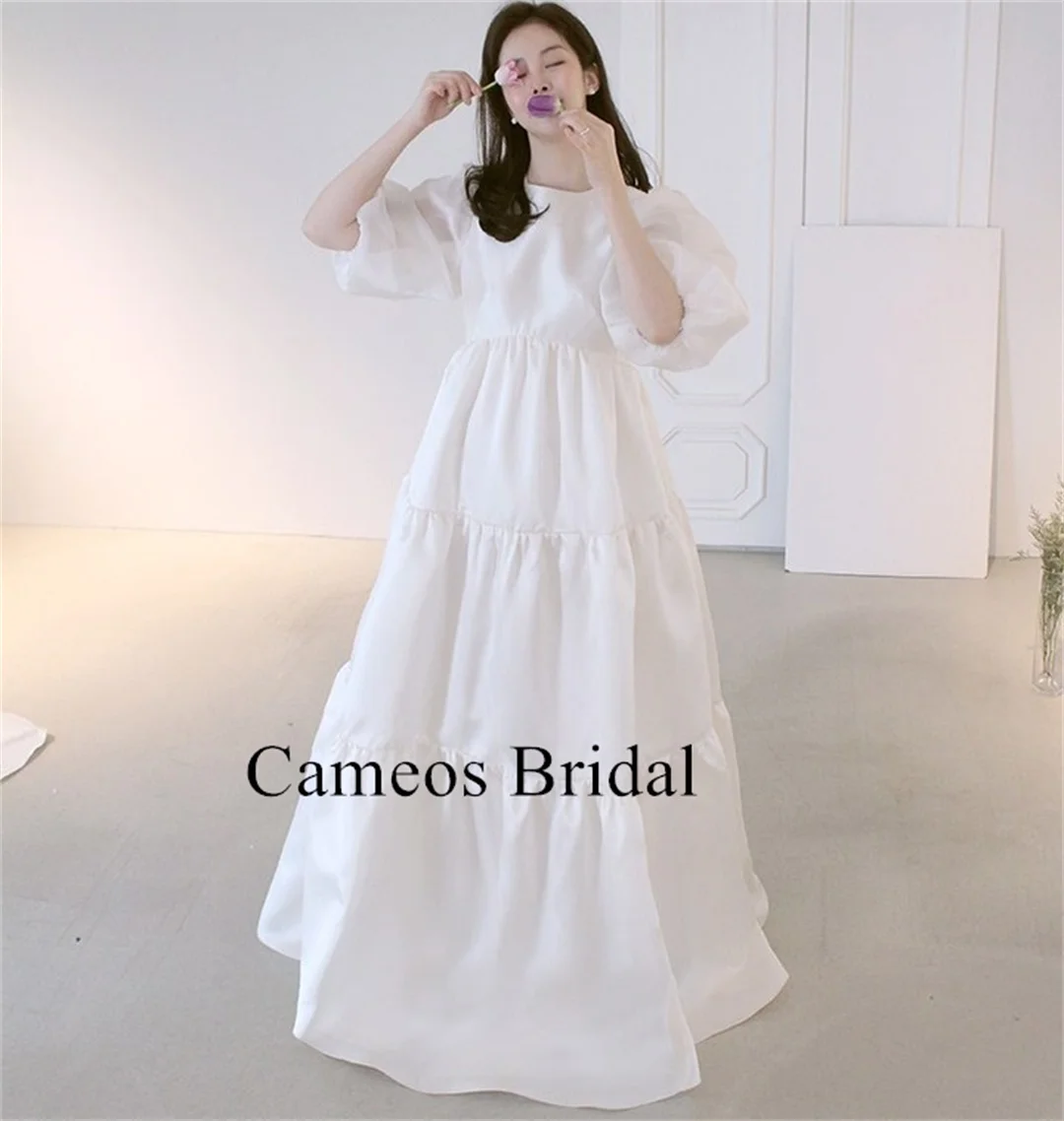 

SONDR Korea A-Line O-Neck Wedding Dress Puff Sleeves Custom Made Formal Organza Bride Dress Ivory 웨딩드레스 Wedding Gown Bridal