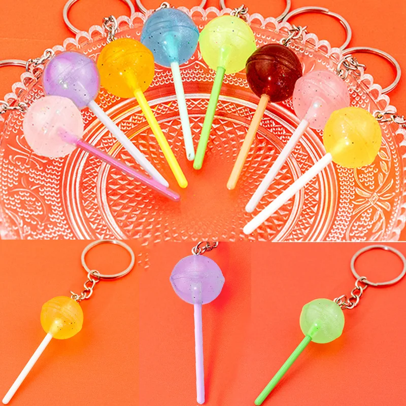 Cute Resin Candy Lollipop Keychain Mini 3D Simulation Food Car Keyring Men Women Handbag Pendants DIY Jewelry Gift Accessories