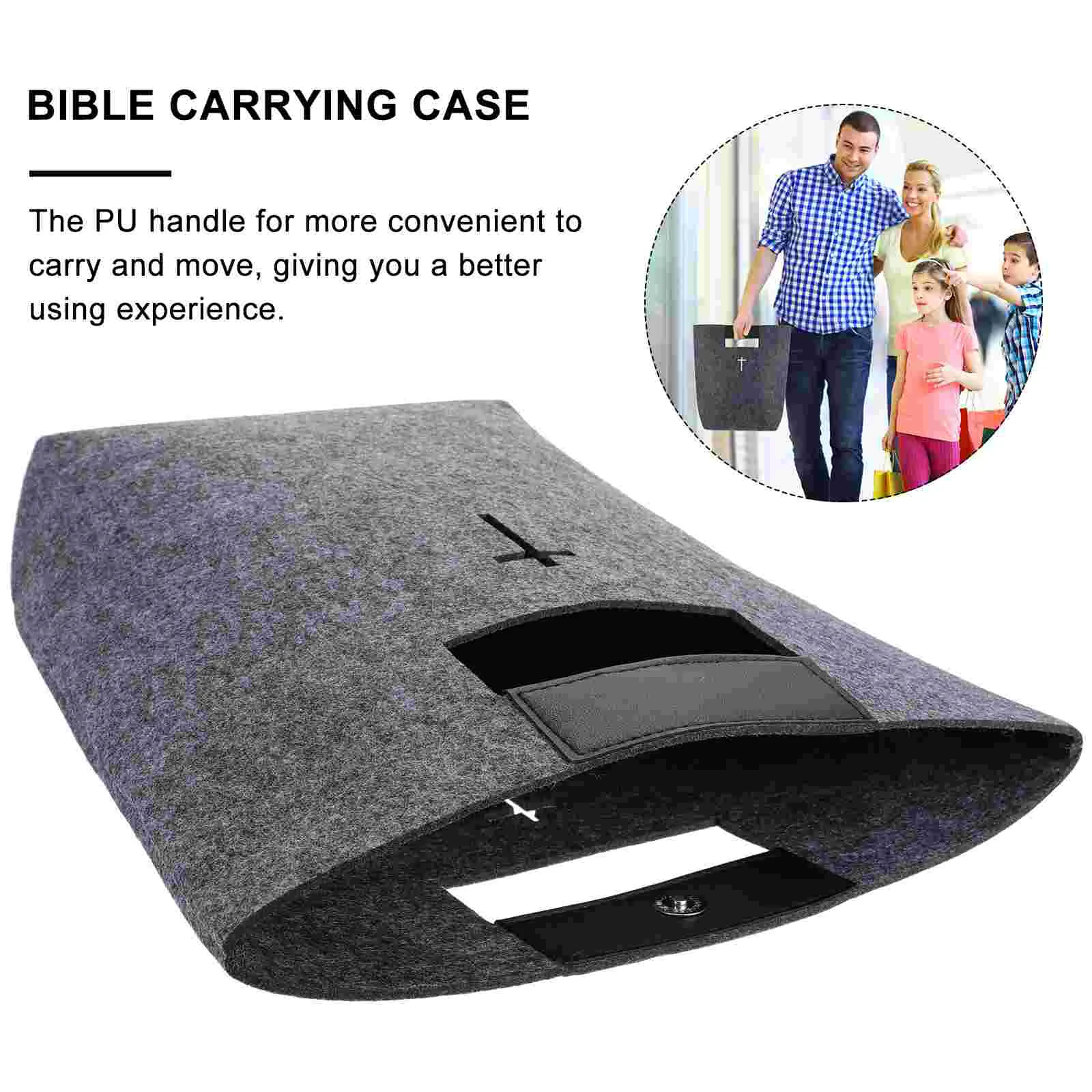 Bible Hollowed Cross Shopping Bag Felt Bible Cover Carrying Case Christian Church Bible Tote Bag Portable Handbag Bible Study