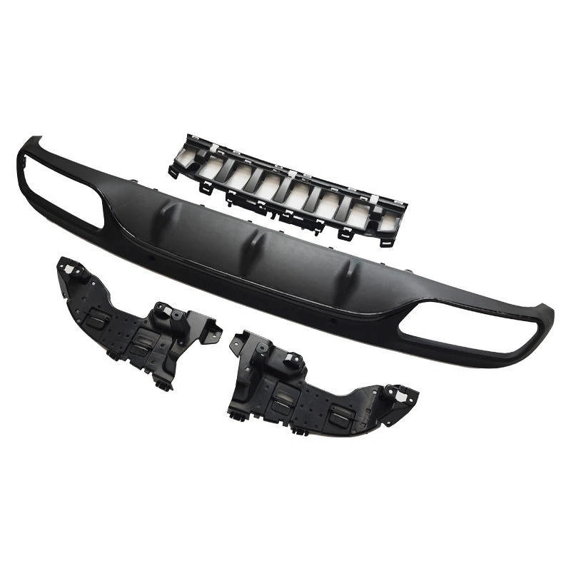 Rear Lip With Exhaust Tips, Gloss Black & Carbon Look Upgrade Auto Parts Fit C‑Class W205 Pre 2015‑2018 C63 Sport