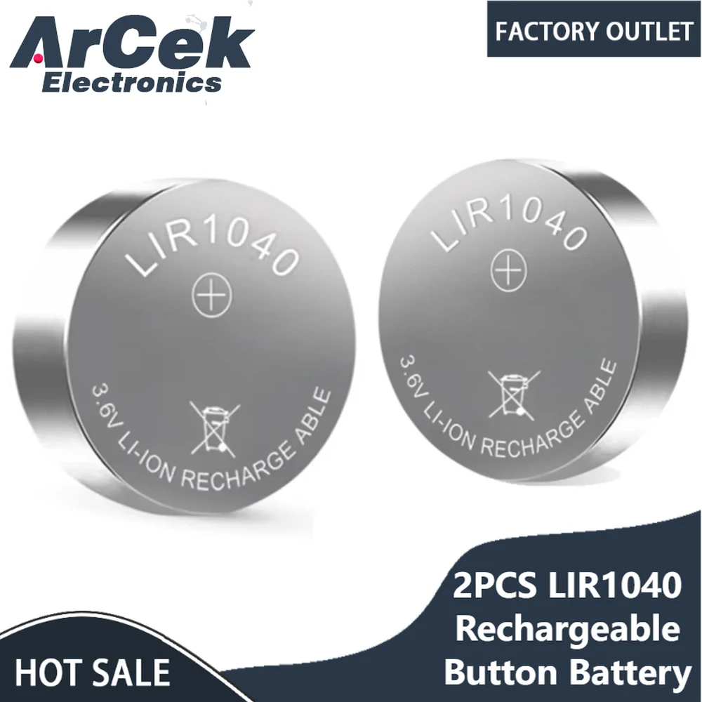 2PCS LIR1040 Rechargeable Lithium Button Battery New LIR 1040 3.6V 35mAh for TWS Bluetooth Headset Earphone Coin Cell Batteries