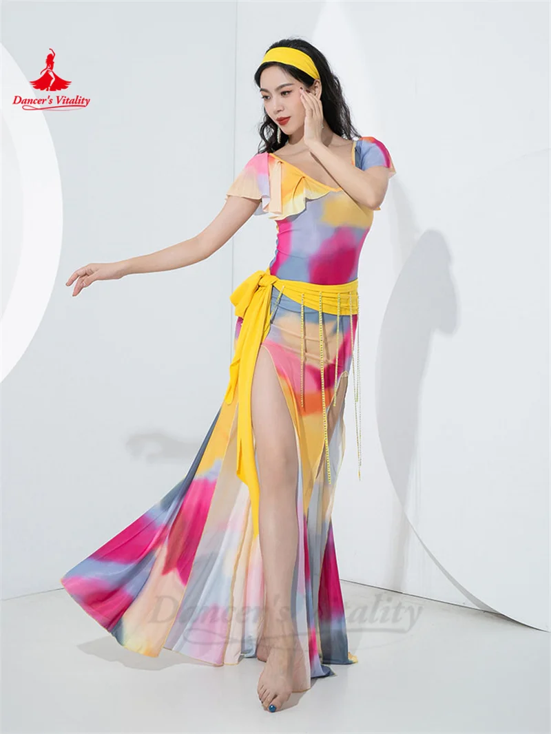 

Belly Dance Costume Set for Women 2023 New Shaabi Baladi Clothing Dress Printed Tassel Hip Scarf Robe Female Bellydance Outfit