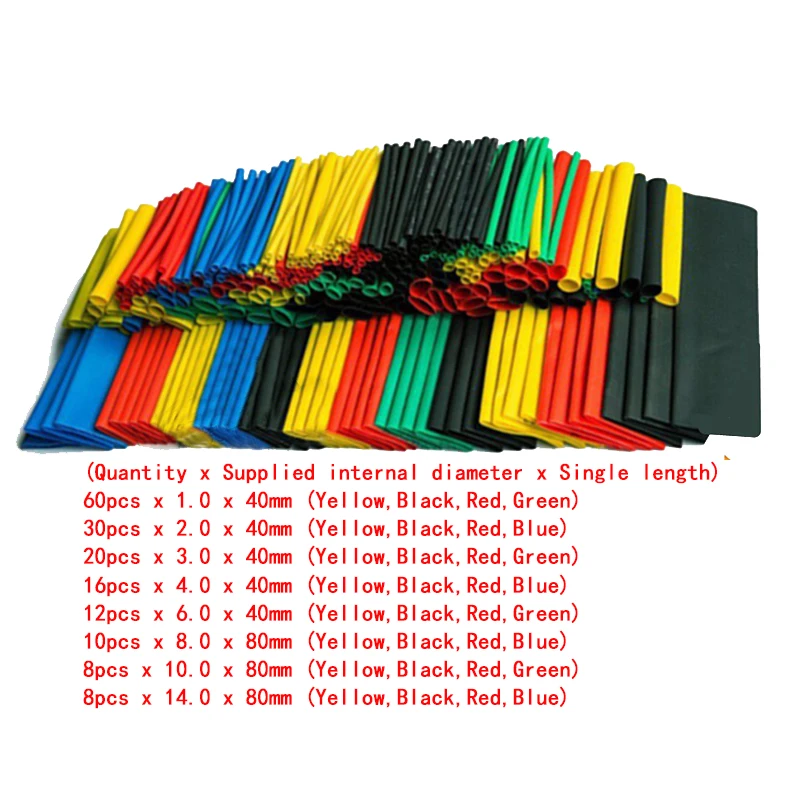 pcs/Set Heat shrink tube kit Insulation Sleeving termoretractil Polyolefin Srinking Assorted Heat Srinking Tubing Wire Cable
