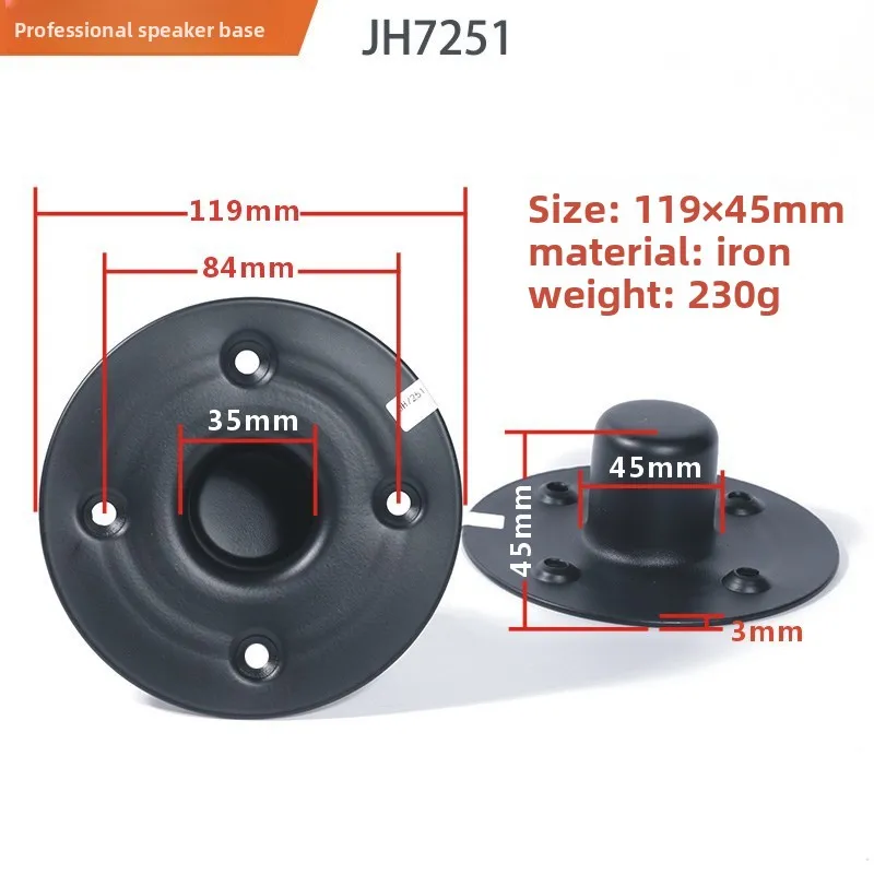 MW Audio, set van 2 luidsprekeronderplaten met één gat, stevige metalen standaard voor gebruik op een podium.