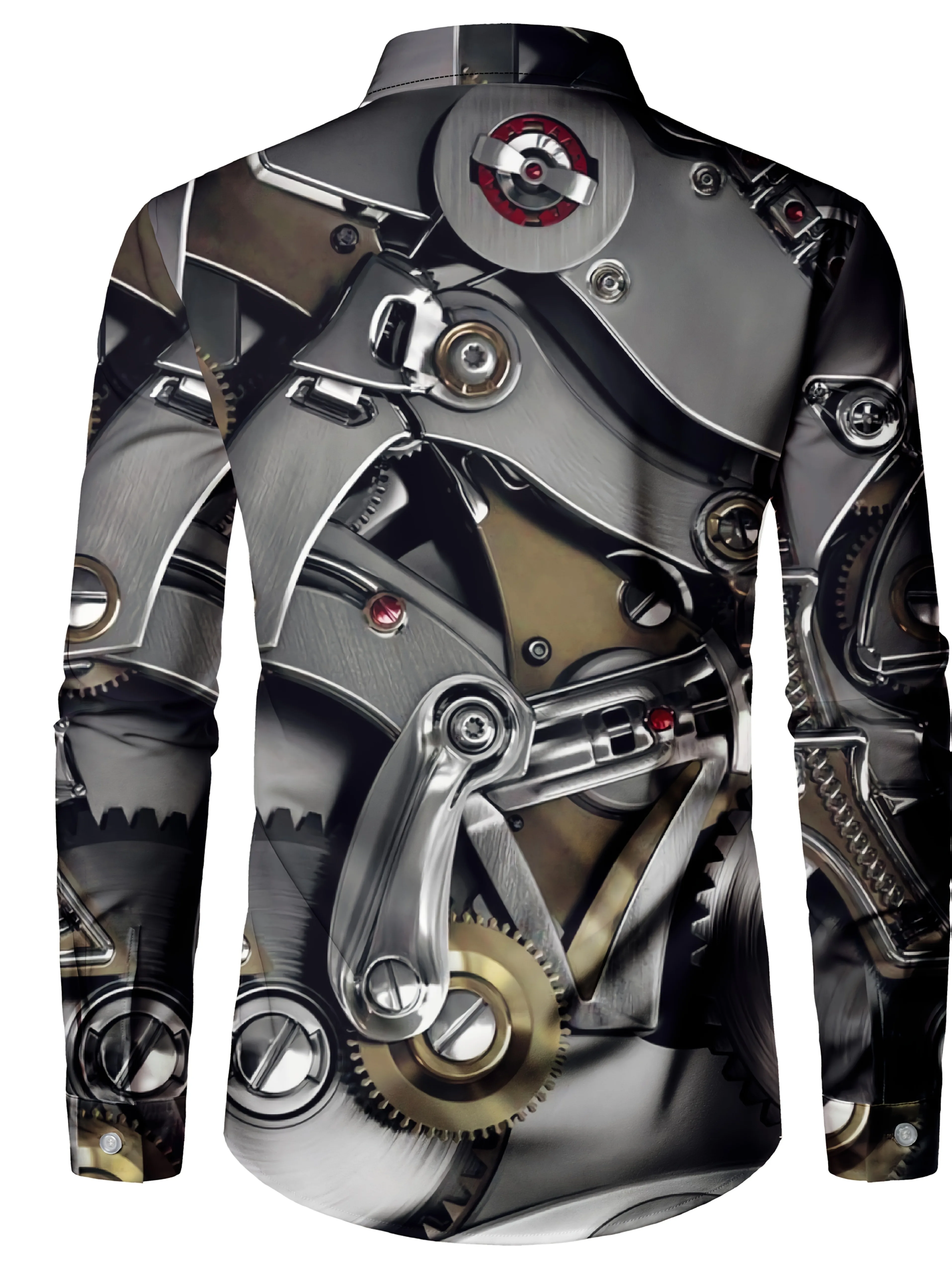 Men's shirt regular lapel shirt men's 3d printing irregular geometric printing casual street long sleeve fashion printed shirt、