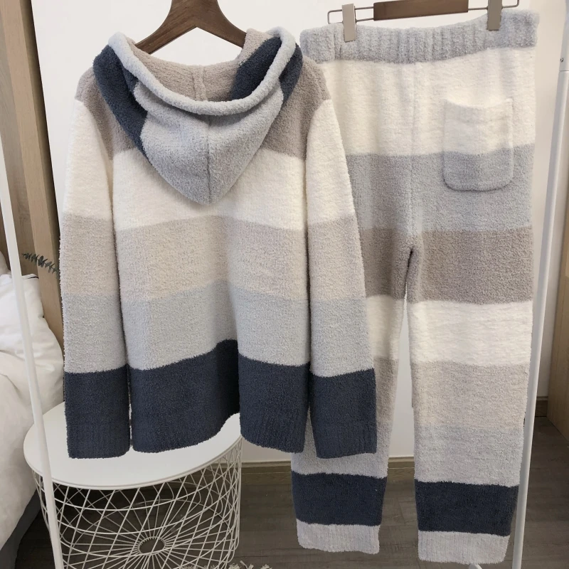 Sales Japan Winter Soft Striped GP Pajamas Thick Sweater Homewear Loungewear