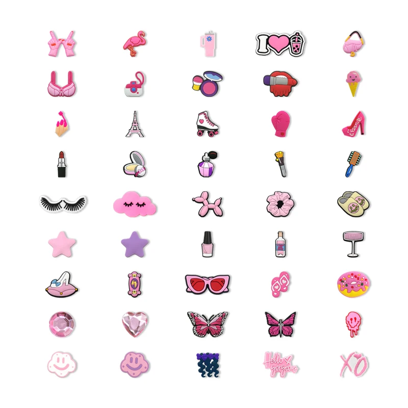 20//50/100 Stück zufällige rosa Schuhanhänger für Frauen, Make-up-Schuhdekorationen, Anstecknadeln für Mädchen, Geschenke, Sandale, Zubehör, Flamingos – Detail 9