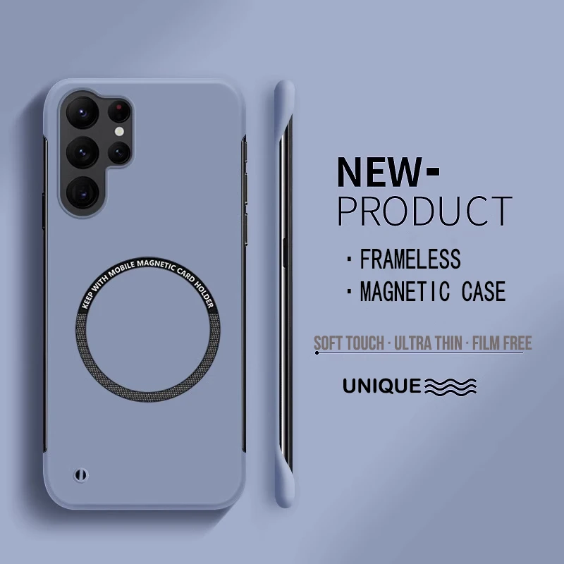 Ultradünne harte PC-Magnetrahmenlose Handyhülle für Magsafe Samsung Galaxy S24 S23 S22 S21 S20 FE Plus Note20 Ultra Matte Cover