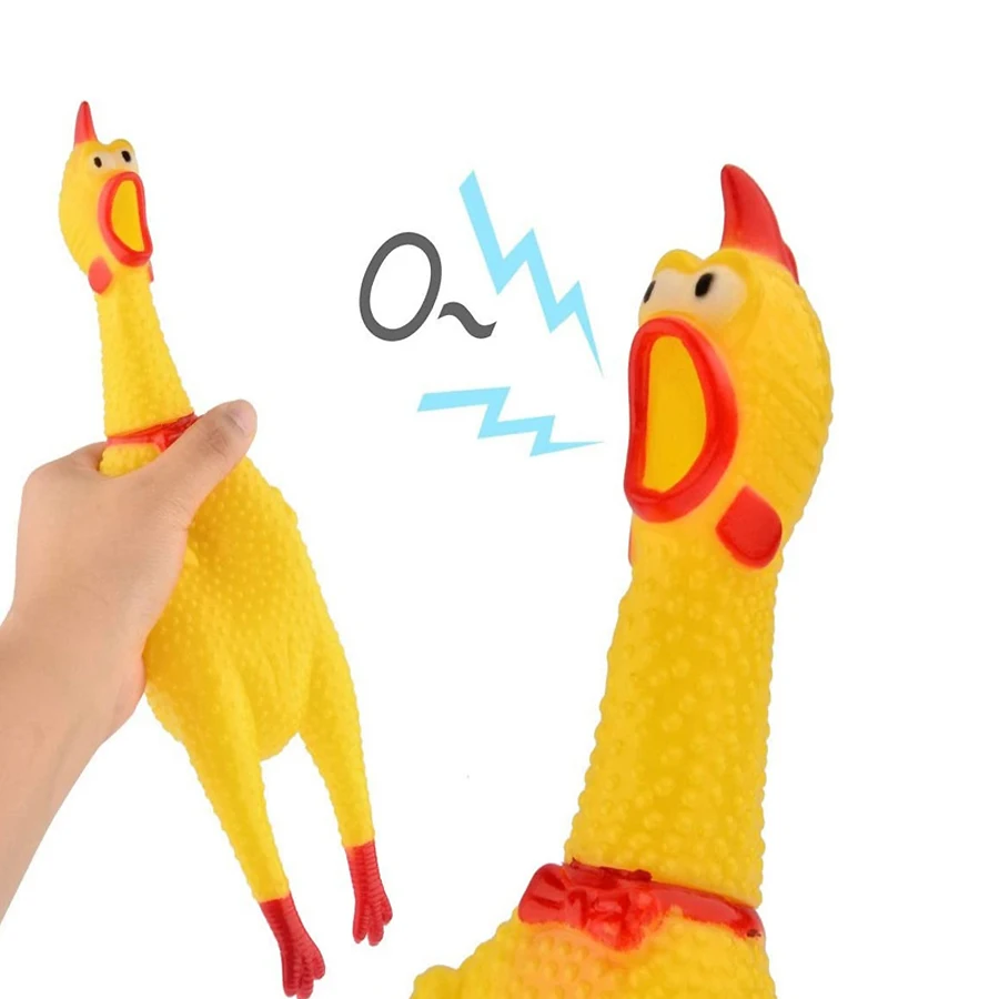 Funny Cartoon Rubber Screaming Chicken Big Dog Puppy Interactive Chewing Dog Toy Cleaning Teeth Dog Excited Pet Squeaker Toys