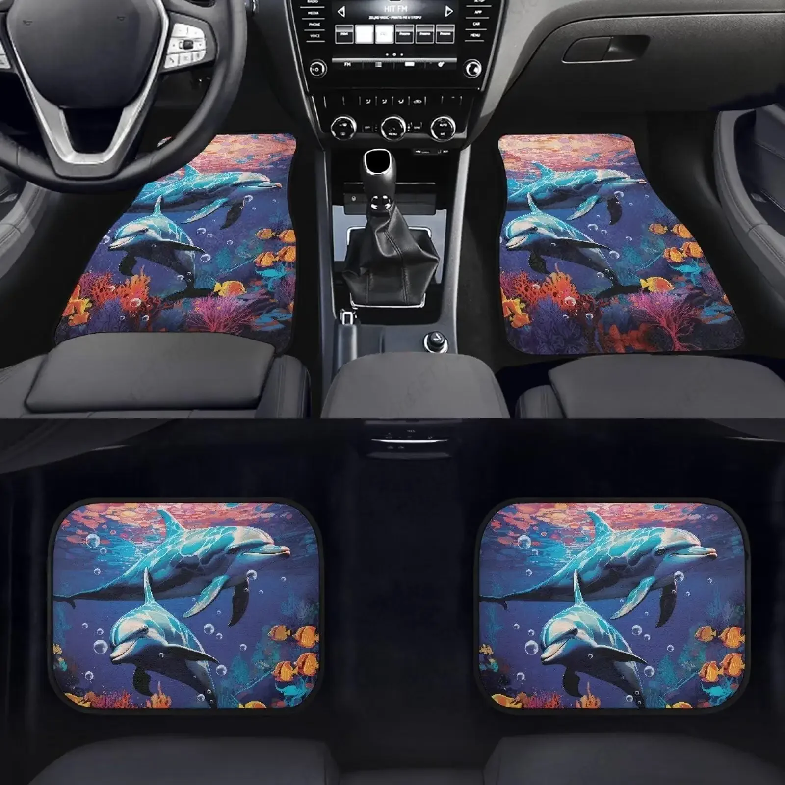 

Автомобильные коврики Dolphin для женщин Автомобильные коврики, в комплекте противоскользящие передние и задние коврики для пятки Стильные коврики для автомобилей