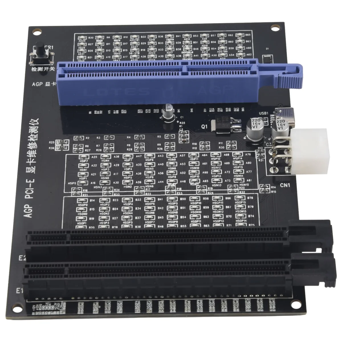 AGP PCI-E X16 Dwufunkcyjny tester gniazd Wyświetlacz Obraz Tester sprawdzania kart graficznych Narzędzie diagnostyczne karty graficznej