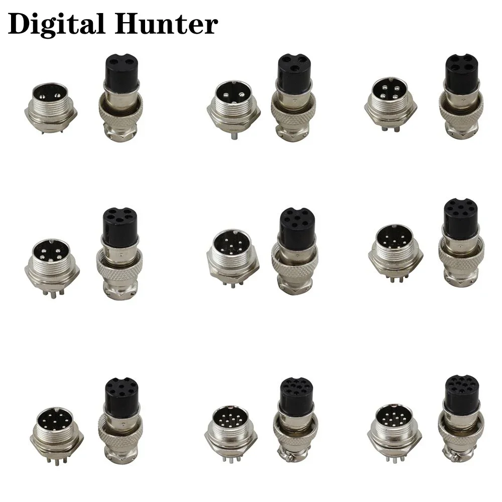 1PC M/F Type 2,3,4,5,6,7,8,9,10-Pin Chassis Sockets Connects Microphone Mic Plug GX16 Connectors Used on Many CB Radios and Ham