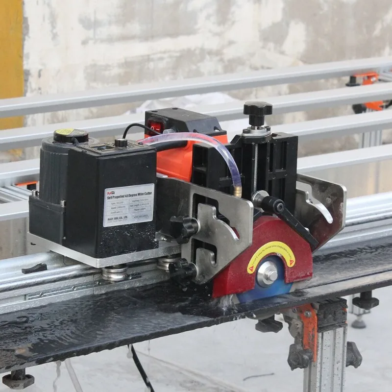 Raizi Self Propelled 45 Degree Rail Guide Stone Wet Cutter Saw Stone Cutter Cutting Machine For Porcelain Ceramic Tile