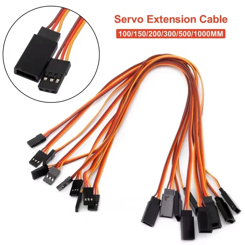 10PCS 100mm/150mm/200mm/300mm/500mm Servo Extension Lead Wire Cable for RC Drone Futaba JR Male to Female 10cm 30cm 50cm 100cm