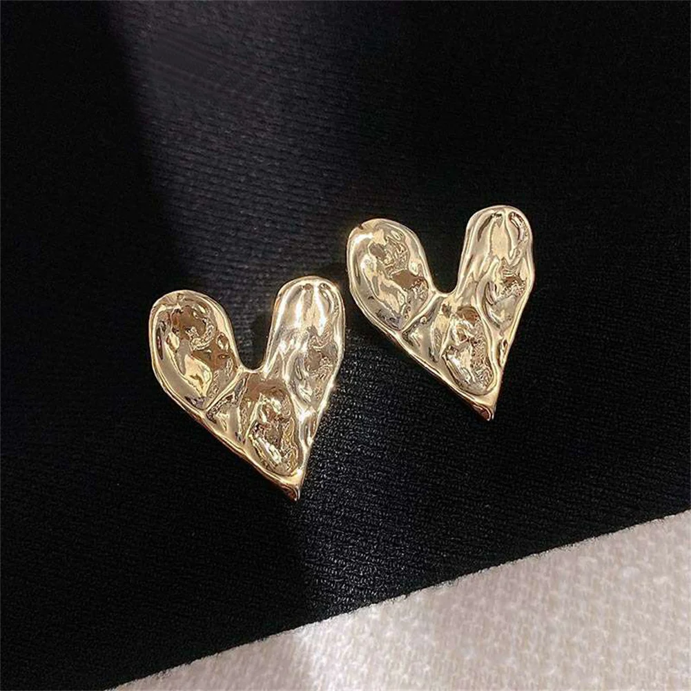 Concave Convex Uneven Ear Accessories Alloy Gift For Women's Gift Gold Colour Earring Ear Stud Heart Earrings Fashion Jewelry