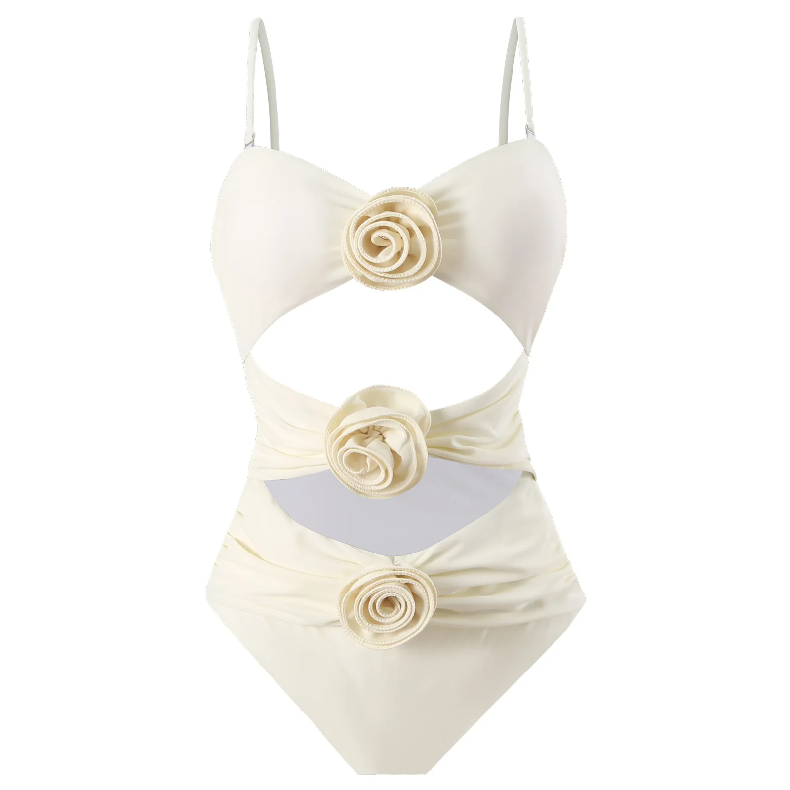 Traje de baño Sexy de flores en 3D, Bikinis ahuecados, traje de baño de Tanga acolchado de una pieza, traje de baño femenino, bikini