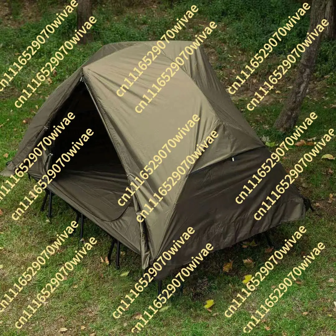 Outdoor camping parent-child bed High and low foldable double camp bed Portable camping lunch break Wide bed