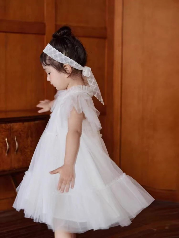 Girls Handmade Splicing Fluffy Gauze Princess Dress Summer Party Dresses for Kids Baby Girl Kids Dresses for Girls