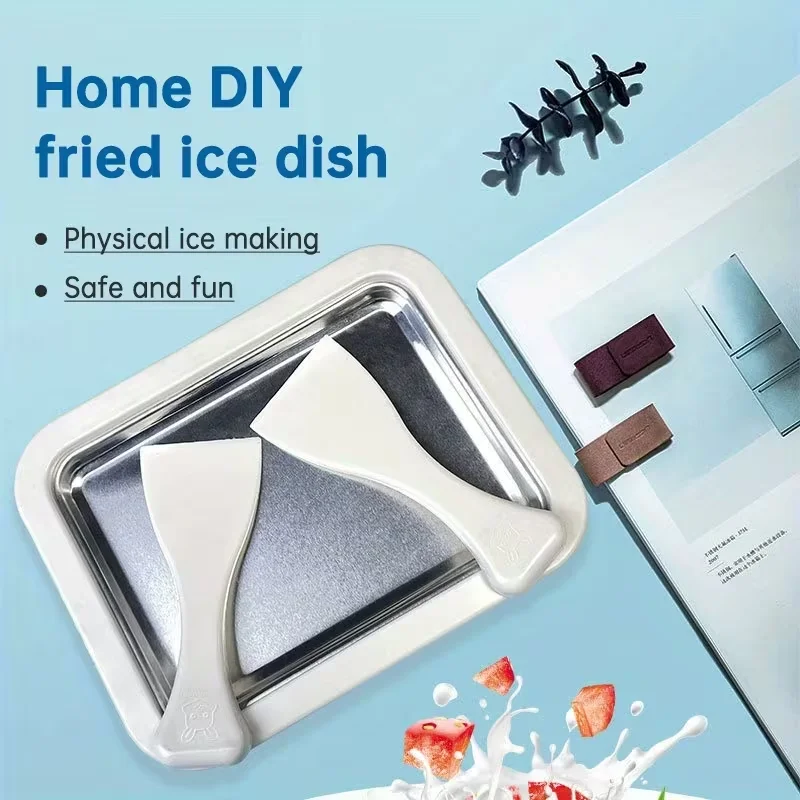Ice Cream Roll Maker Portable Interactive 304 Stainless Steel DIY Sweet Spot Pan Cold Plate for Kids Birthday Home Family Sorbe