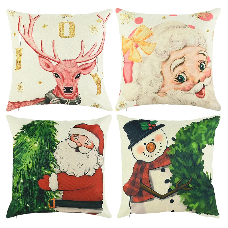 45*45cm Christmas Cushion Cover Pillowcase Merry Christmas Decoration Cushion Pillow Cases For Home Xmas Ornament New Year 2026
