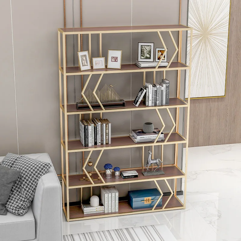

Nordic light luxury metal bookshelf study display rack partition decorative rack simple floor multi-layer office display rack