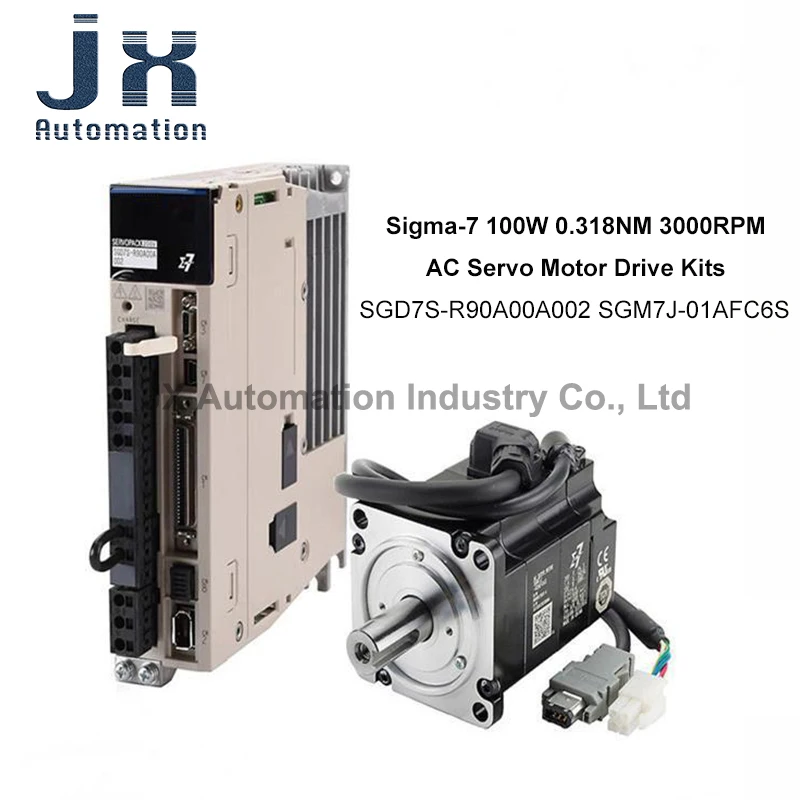 100% Original Sigma-7 3000RPM 0.318Nm 100W 200V AC Servo Motor Drive Kits SGM7J-01AFC6S+SGD7S-R90A00A002 with 3M Cables