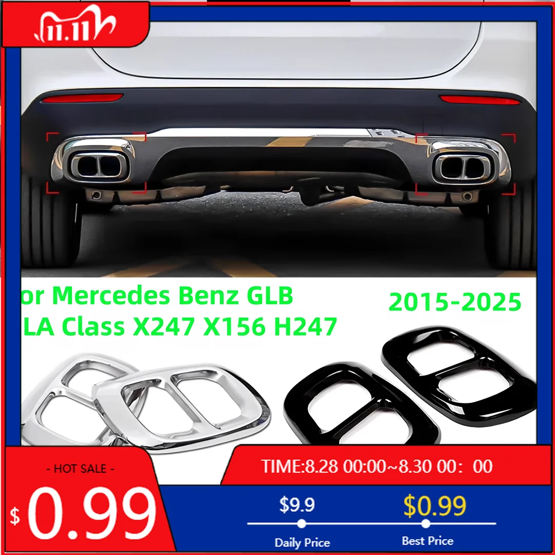 

Interior Stickers For Mercedes Benz GLB GLA Class X247 X156 H247 2015-2025 Car Accessories Throat Muffler Exhaust Pipe Tail Cove