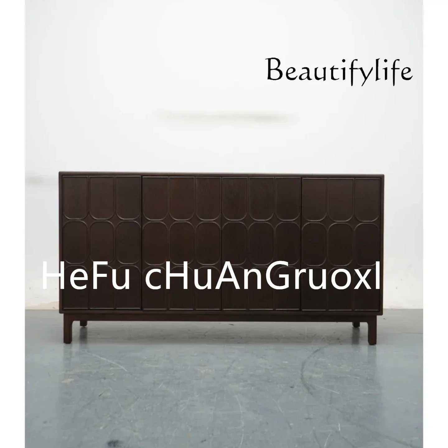 ZL خزانة جانبية هندسية متوسطة عتيقة من الخشب الصلب خزانة كلاسيكية خزانة مزخرفة خزانة تخزين مدخل غرفة المعيشة #5