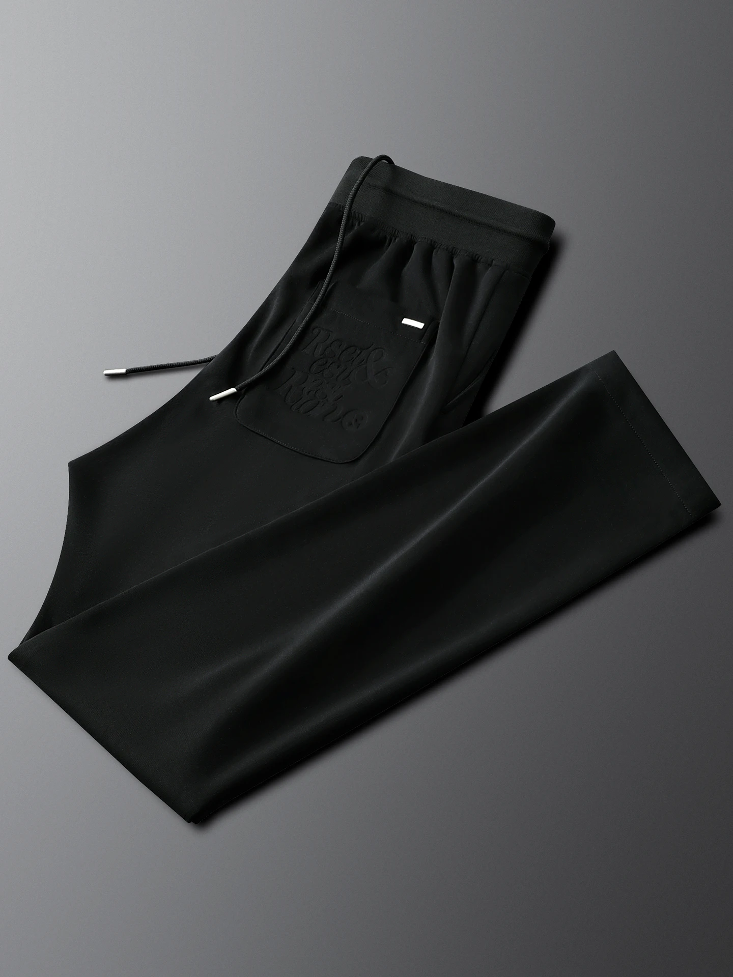 Spring Summer New Smooth Black Anti-Wrinkle Draped Elastic Sport Casual Pants Men Slim Fit Sweatpants Straight Leg Breathable