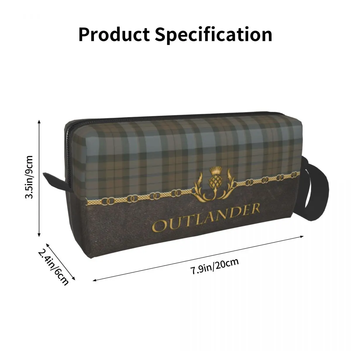 Leather And Tartan Outlander Pattern Cosmetic Bag Modern Plaid Check Toiletry Makeup Organizer Lady Beauty Storage Dopp Kit