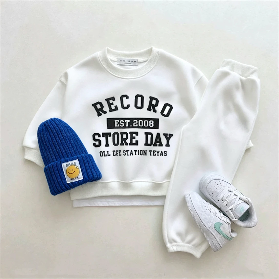 Autumn Costume For Boys And Girls New Design Long-sleeved Outfits Crewneck Hoodies+Pants Two Piece Set Kids Trendy Outfits