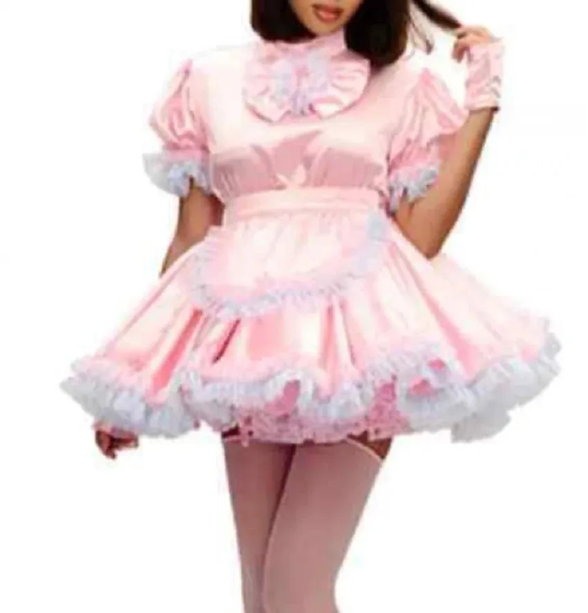 Sissy Hot Selling Sex Maid Pink Lockable Dress Cosplay costume Customized charm Halloween costume