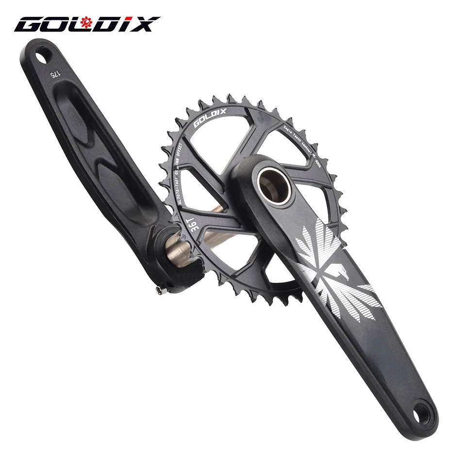 GOLDIX MTB Bike Crankset 170/175mm Crank 3 Bolt Direct Mount 0mm Offset Chainring 30T 32T 36T 38T Aluminum Alloy with Bottom