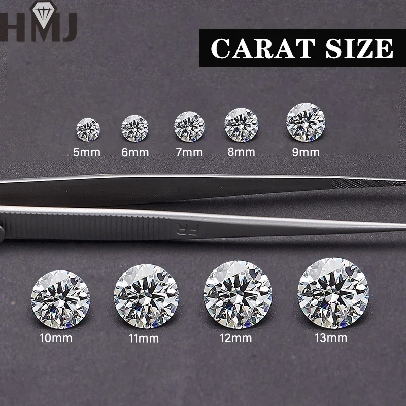 Real Moissanite Stone Wholesale White Round Cut D Color VVS1  Lab Grown Diamond With GRA Certificate 0.1-13ct
