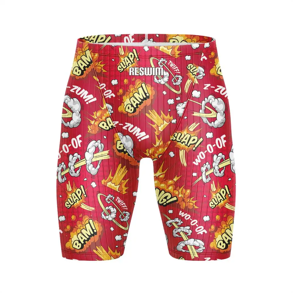 New Men's Interesting Swim Jammer Swimsuit Shorts Swimming Trunks Athletic Training Swimwear Beach Tights Short Quick Dry Suit