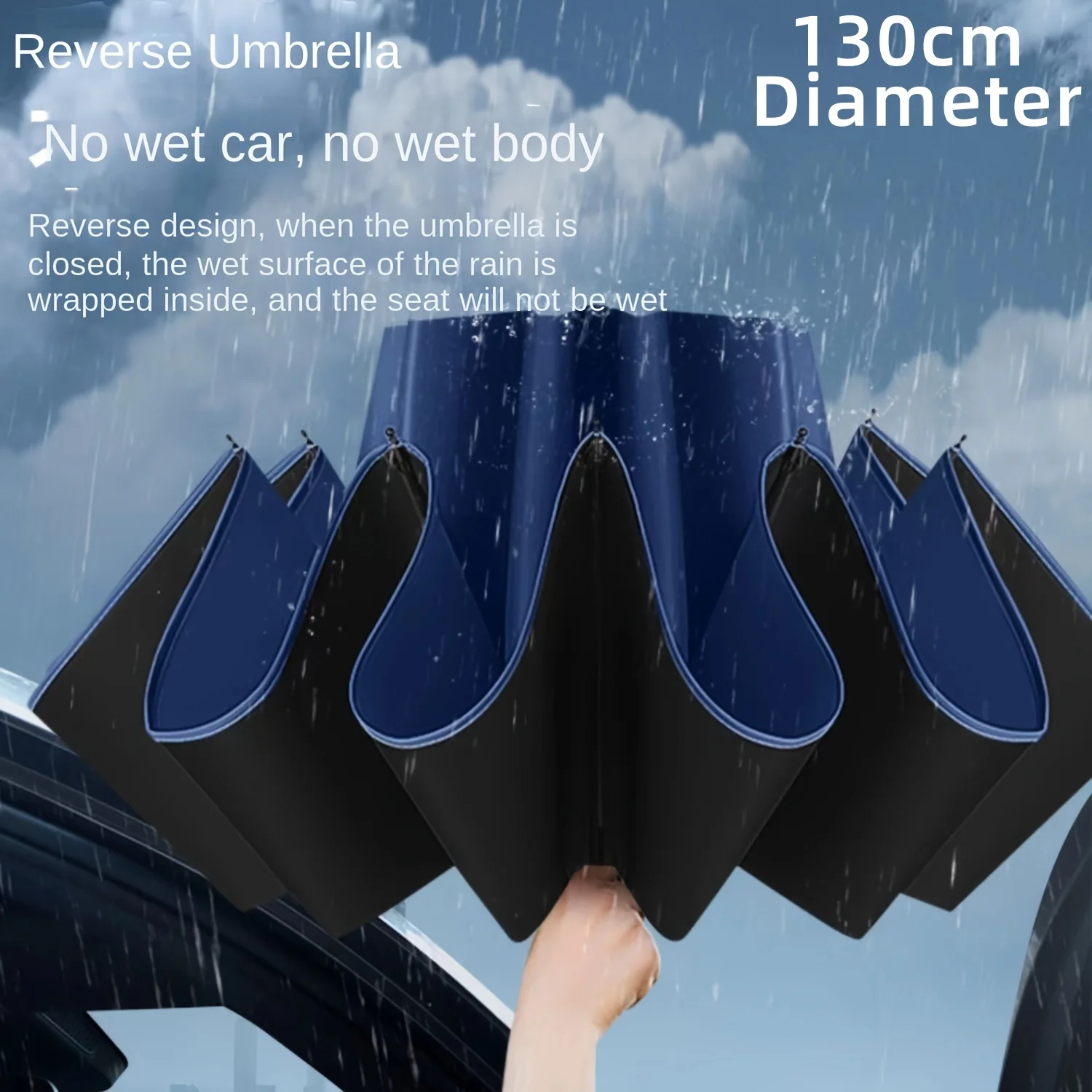 High-Quality 130cm Ten-Bone Umbrella Reinforced Frame Strong Waterproof Windproof Manual Large Umbrella for Protection