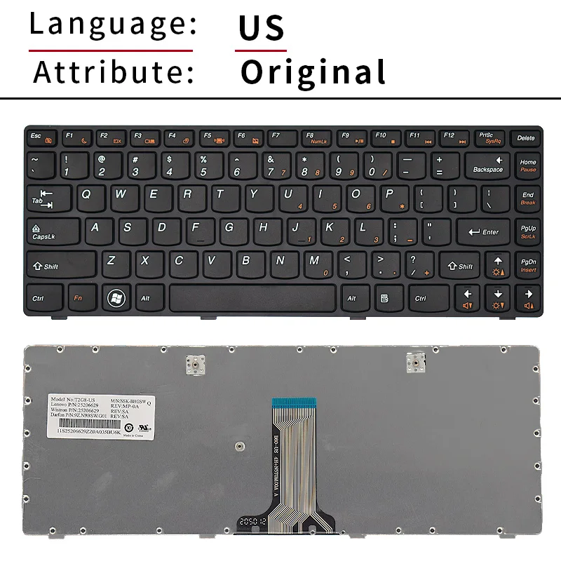 Teclado de portátil ruso y español para LENOVO G480, G485, Z380, Z480, Z485, G480A