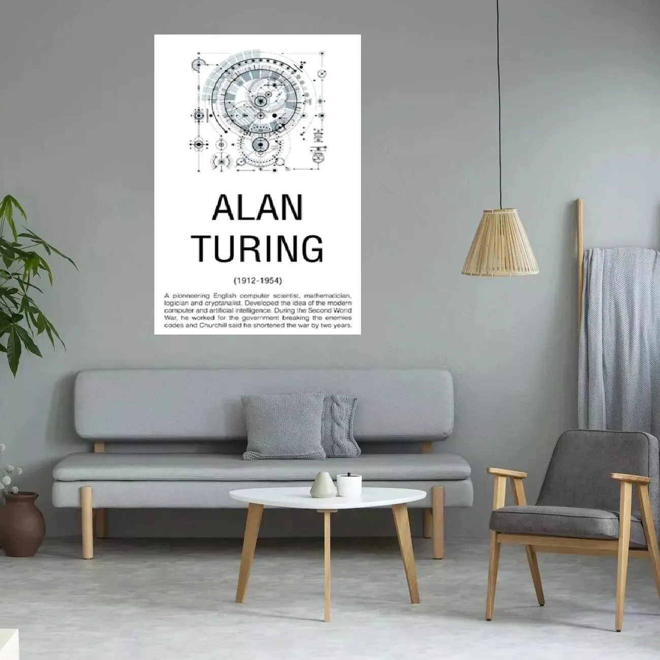 Mathematician Alan Turing Art Film Print Silk Poster Home Wall Decor 24x36inch