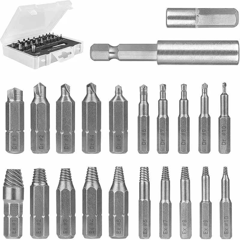 ZK30 22/33Pcs Extractor Screwdriver Remover Purpose Tool Disassemble Screw Bolt Stud Slip Teeth Damaged Demolish Stripped Broken