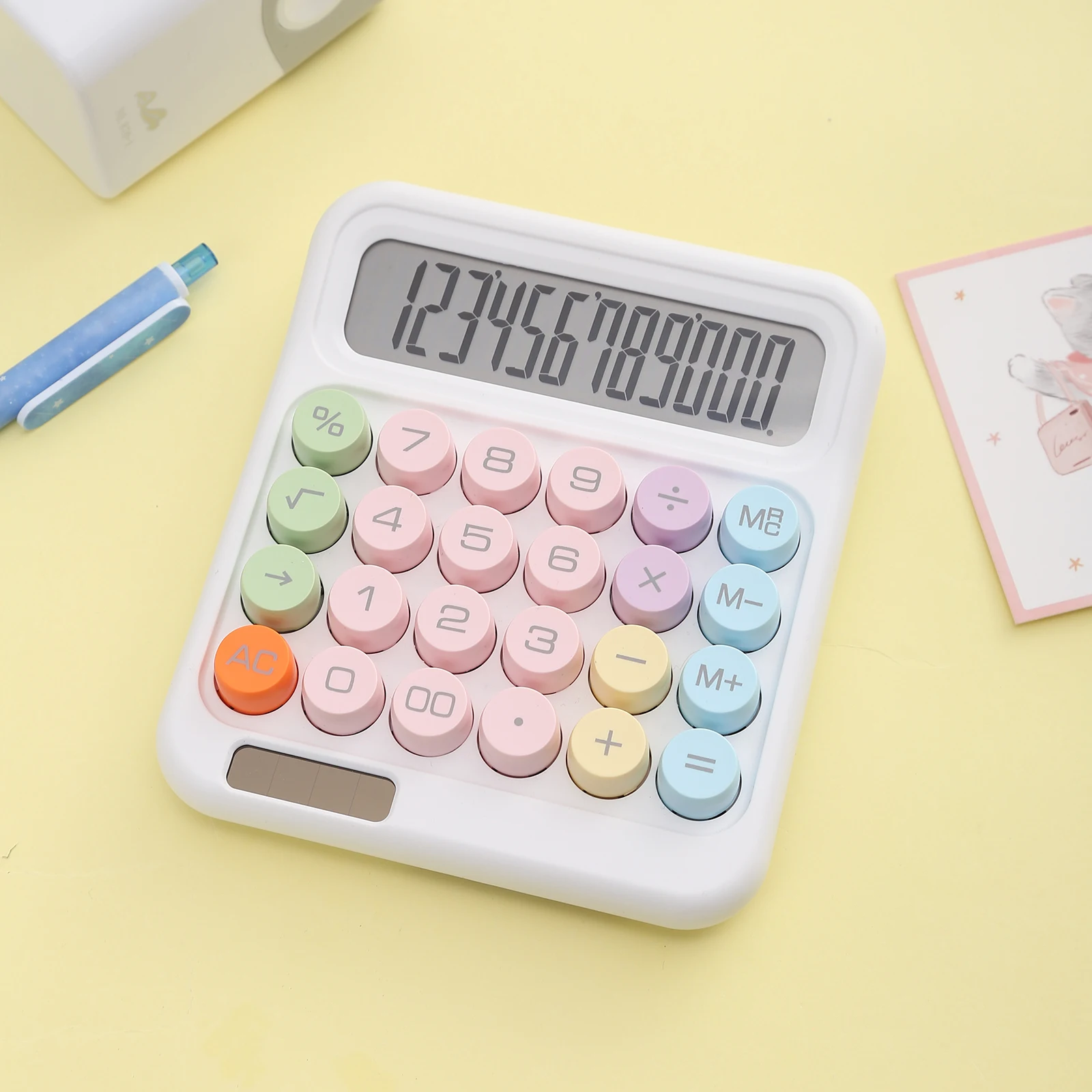آلة حاسبة مكونة من 12 رقمًا لسطح المكتب مع شاشة LCD كبيرة تعمل بالطاقة الشمسية وبطارية للاستخدام المنزلي والمكتب والمدرسة والأعمال المالية