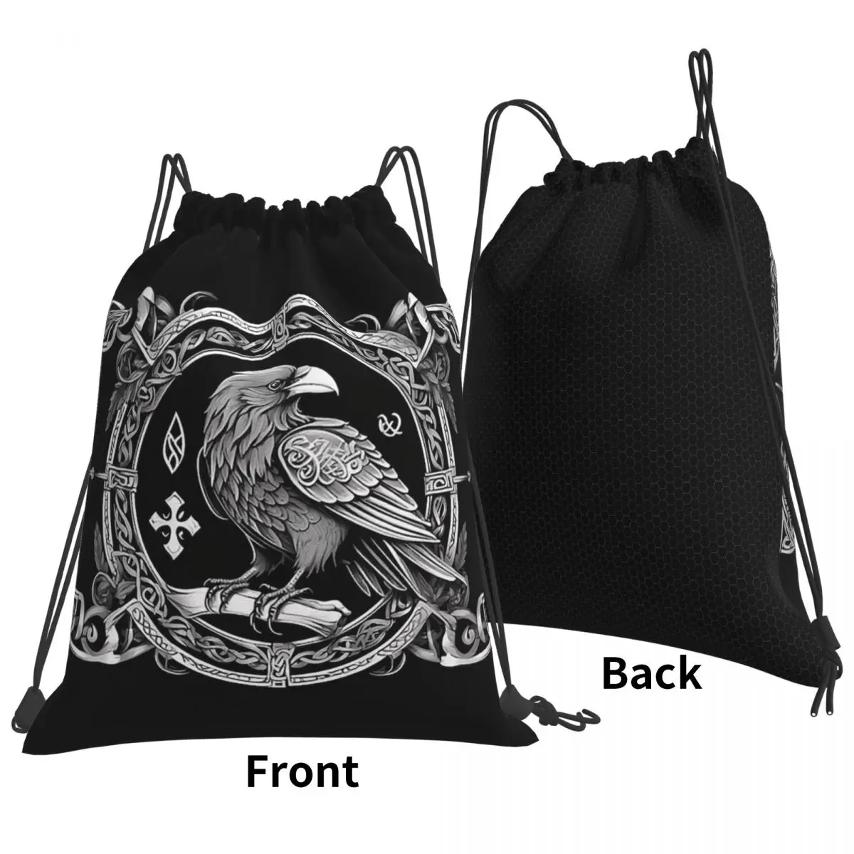 Yggdrasil Raven Backpacks Fashion Drawstring Bundle Pocket Storage Bag Book Bags for Travel Students