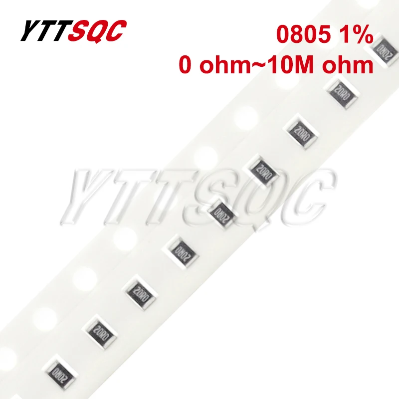 1% 0805 resistor, 1/8w, 0 0,1 10 20 100 150 220 330 ohm, 1k 2,2 k 3,3 k 10k 22k 47k 100k 1r 10r 100r 150r 220r 330r 1,300 pcs m