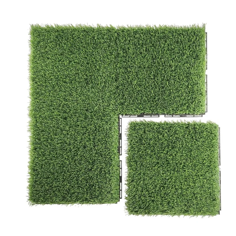 

Artificial Grass Interlocking Deck Tiles Squares 12“x12'' 32 Packs Total 4ft x 8ft for Balcony Floor Covering (Spring Grass)