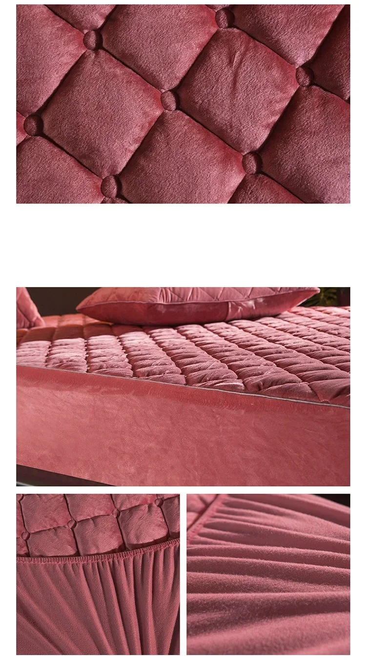 Plush thickened quilted mattress cover warm and soft crystal cotton sheet quilted mattress cover does not include Pillowcase