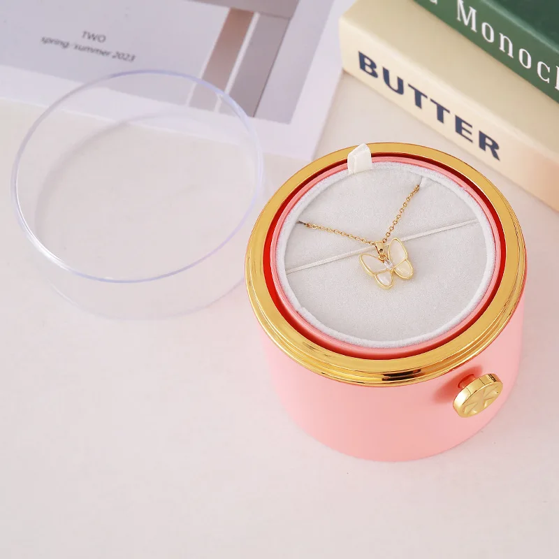 

Упаковочная коробка с подвеской, прочная пластиковая витрина, ожерелье, кулон, органайзер, искусственный цветок розы, шкатулка для драгоценностей для ювелирных изделий