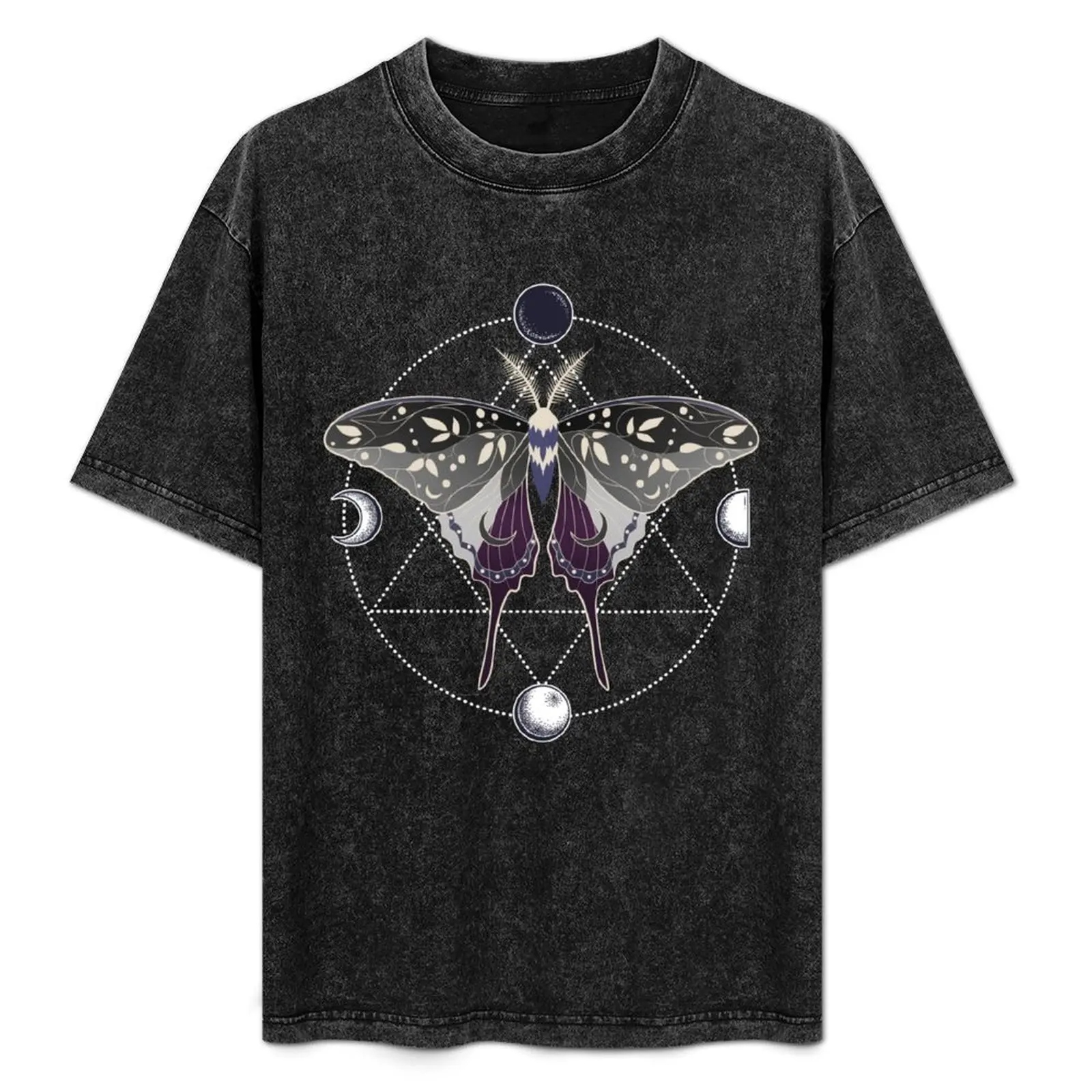 Asexual Luna Moth Celestial Cottagecore LGBT Pride Flag T-Shirt plus sizes man clothes t shirt for men