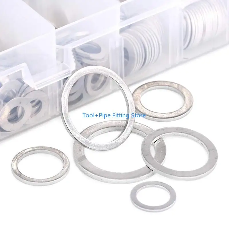 F92B 540Pcs Automotive Drain Plug Gaskets Crushed Washer Oil Drain Plug Aluminum Flat Washers with Assortment Box