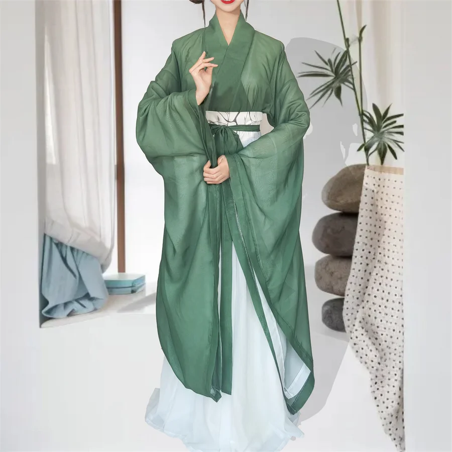 Costume Hanfu traditionnel chinois pour femme, robe de la dynastie Han Lady, broderie Wei JIN, vêtements de danse pour spectacle de fête